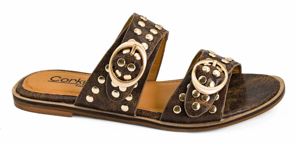 NEW CORKYS FOOTWEAR women's hey hottie sandals in cognac crinkle